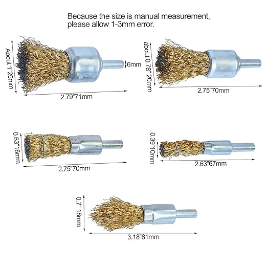 Brass Coated Wire End Brush Set,Wire Brush for Cleaning Rust Stripping Paint Removal Deburring,6mm Shank for Drill (15pack)