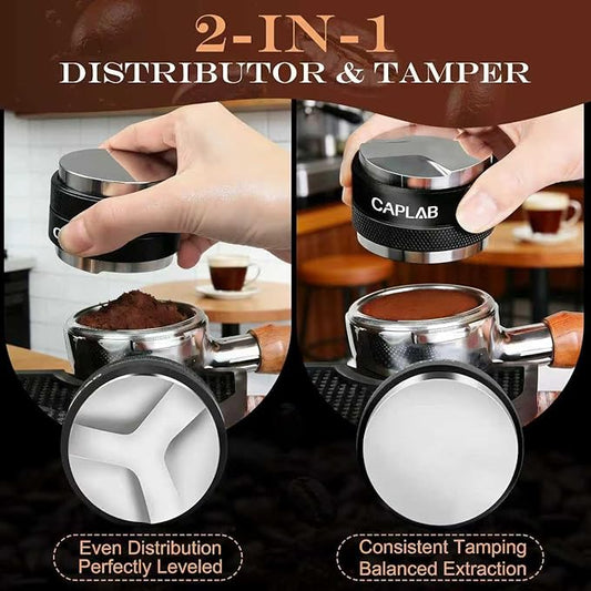 51mm Espresso Accessories Kit, Espresso Coffee Tamper Leveler and Distributor, WDT Tool Espresso and Dosing Funnel Set Fits Delonghi 51mm Espresso Machines and Portafilters