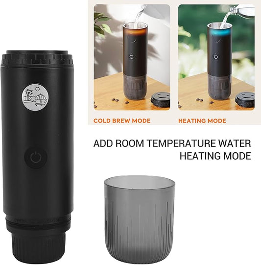 NOENNULL Portable Coffee Maker for Travel 19bar USB Rechargeable Cordless Portable Espresso Machine for Coffee Grounds & Capsules, Ideal for Camping, Hiking, Office, RV