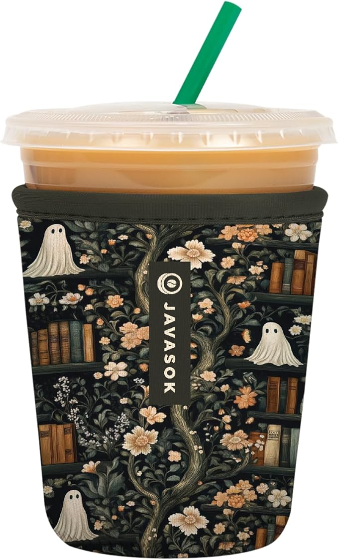Sok It JavaSok Iced Coffee & Cold Soda Insulated Neoprene Cup Sleeve (Ghost Stories, Small: 16-20oz)