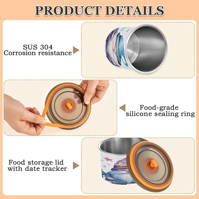 YETTASBIN Cute Gnome Airtight Food Storage Containers 900ml/30oz, Stainless Steel Coffee Canisters with Vacuum-Lock Lid for Kitchen Organization, Coffee Bean, Tea, Sugar, Flour
