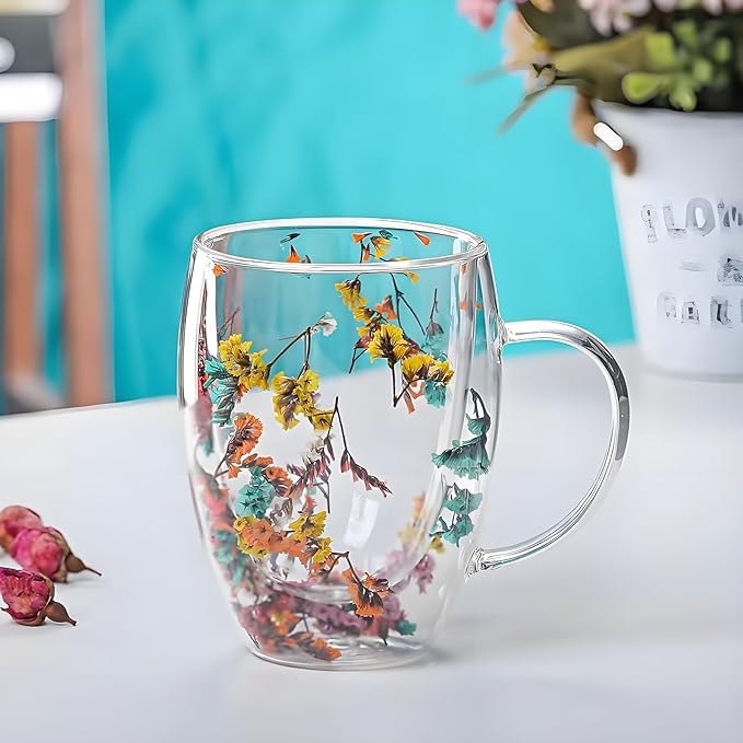 Double Wall Coffee Mugs Set of 2 Insulated Glass Cup Set Newly Wed Engagement Anniversary His and Hers Christmas Gifts for Couples