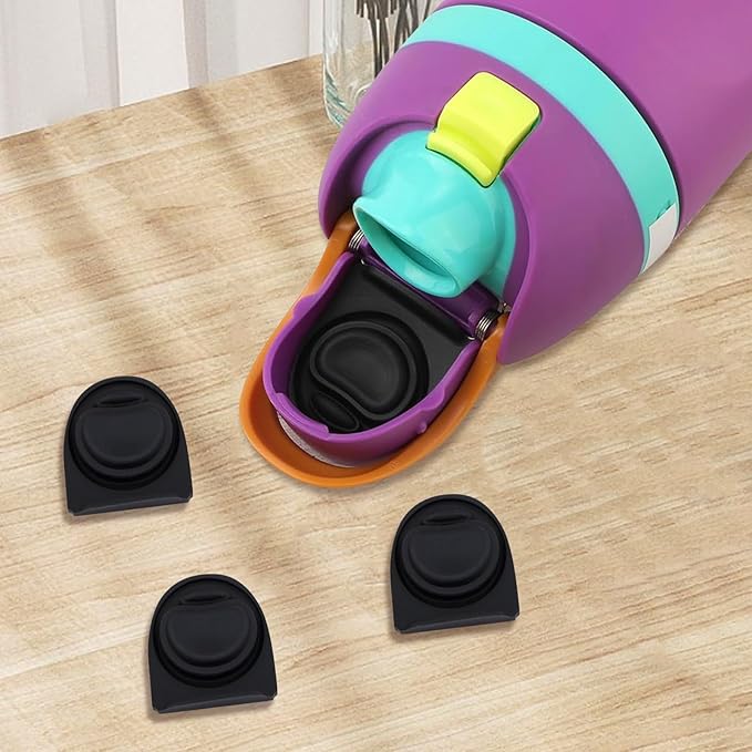 4pcs Replacement Stopper Compatible with Owala FreeSip 24oz 32oz,Water Bottle Top Gasket Lid for Owala 16/19/24/32/40oz Seal Bottle Mouth Cap Stopper Silicone Parts Insert Accessories (Black)