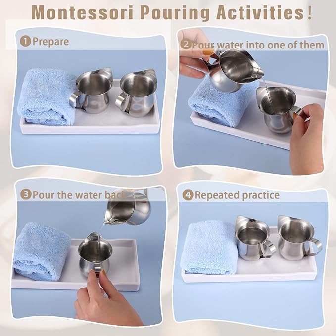 Honeydak 4 Pcs 3 oz Mini Milk Creamer Frothing Pitcher Dispenser Container with Handle, Small Stainless Steel Bell Creamer for Coffee Barista Cappuccin Jug Cups Restaurant Bakery Kitchen