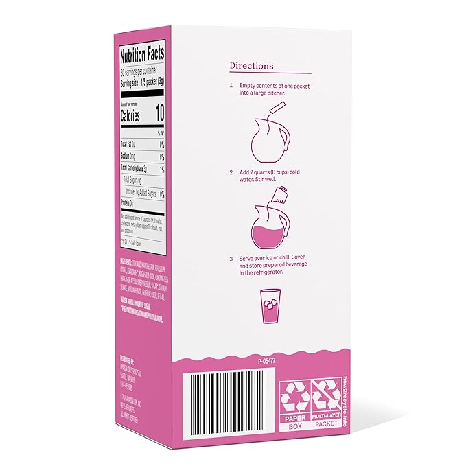 Amazon Grocery, Pink Lemonade Drink Mix Singles, 3.2 Oz, 6 Ct