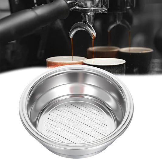 58mm Portafilter Basket, Double Layer Stainless Steel Coffee Filter, Double Cups 58mm Basket Pressurized Porous Filter for Coffee Machine Replacement Accessories, 2 Cups Capacity