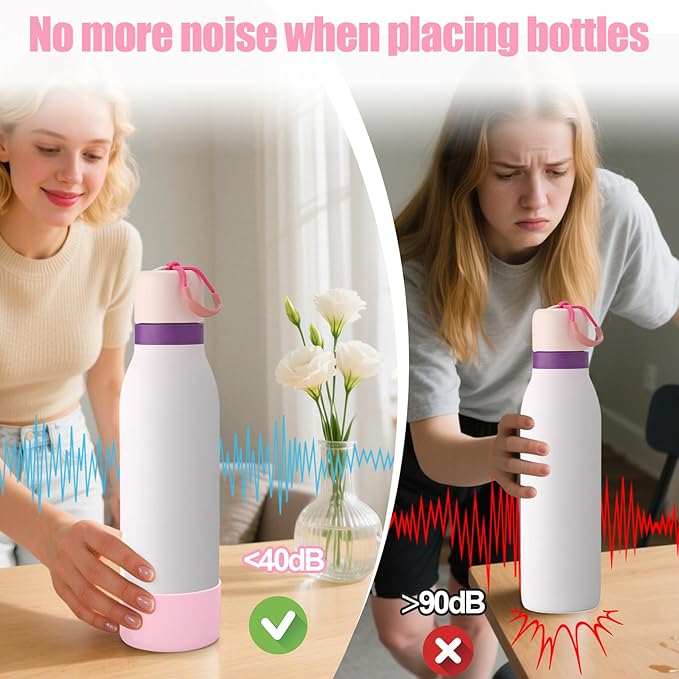 Mity rain 2PCS Silicone Boot for Owala FreeSip Twist Water Bottle, Anti-Slip, Noise-Reducing,Prevents Scratches(24 oz Light Pink)