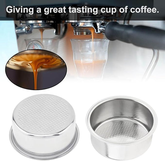 Reusable 51mm Coffee Filters Cups 2Pcs, Stainless Steel Espresso Coffee Filters Double Layer Pressurized Portafilter Filter Baskets, Espresso Machine Accessories Fit for Delonghi EC5 / EC7 / EC9