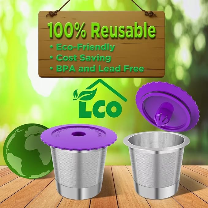 Haetyly Reusable K Cups, Stianless Steel Coffee Pods with 20 Count paper Filters Compatible with Keurig 2.0 and 1.0 Coffee Makers