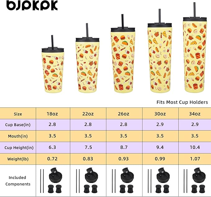 BJPKPK 26oz Tumbler With lid And Straw Stainless Steel Travel Coffee Mug Insulated Tumblers Cups,Yummy