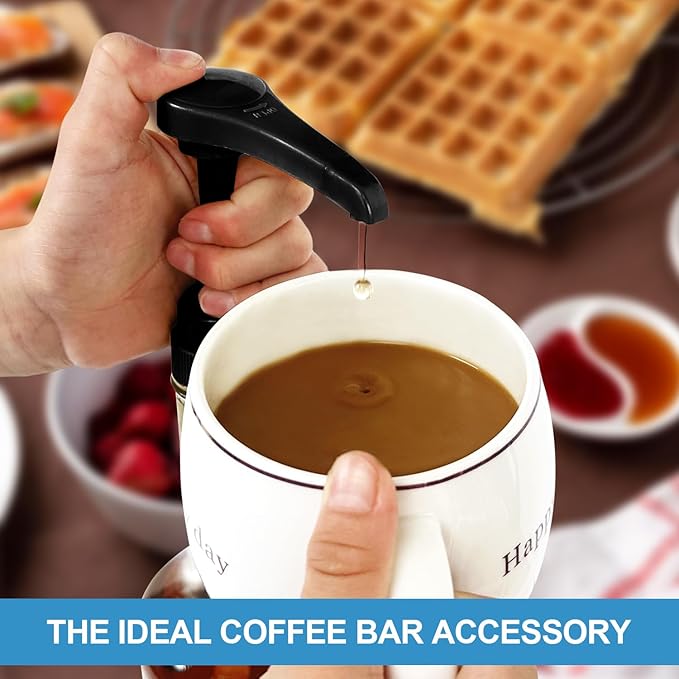 6 Pcs Black Coffee Syrup Pumps, Compatible with 25.4 Oz/750ml Bottles, Great for Home & Coffee Bar Drinking Mixes, Tea, Beverage, Cocktails