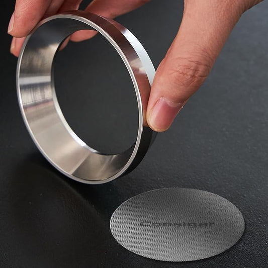 54mm Espresso Dosing Funnel and Puck Screen Set,Stainless Steel Coffee Dosing Ring Compatible with Breville 54mm Portafilter.Reusable 1.7mm Thickness Espresso Puck Screen(Stainless Steel)