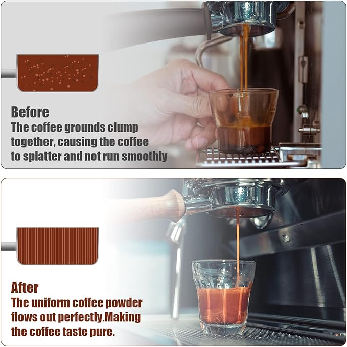 WDT Tool Espresso Accessories, Stainless Steel 6-pin Espresso Distribution Tool Espresso Stirrer WDT Tool Espresso Stirrer with Natural Walnut Handle Coffee Replaceable Needles