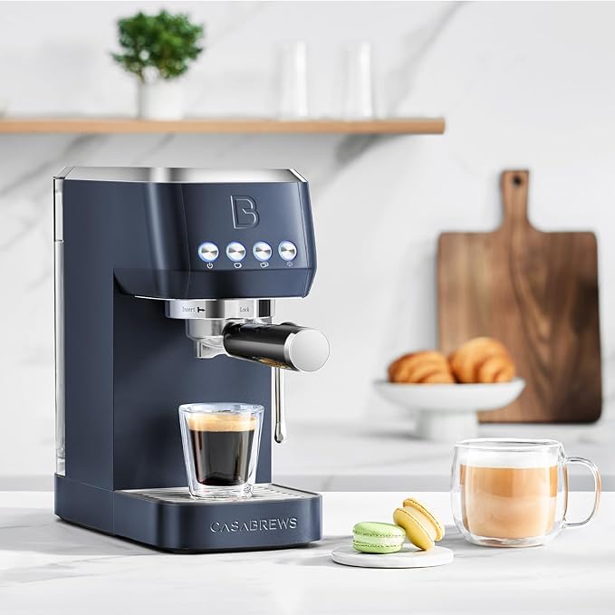 CASABREWS 3700 Essential Espresso Machine 20 Bar, Stainless steel Coffee Maker with Milk Frother, Espresso Coffee Machine for Cappuccino, Latte, 43.9oz Water Tank, Gift for Her, Sapphire Blue