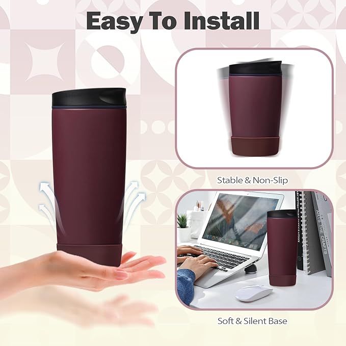 2pcs Silicone Boot for Owala SmoothSip Slider Coffee Tumbler 20oz 12oz, Anti-Slip Sleeve for Travel Coffee Mug, Protective Accessories for Owala BPA Free (Burgundy Bay)