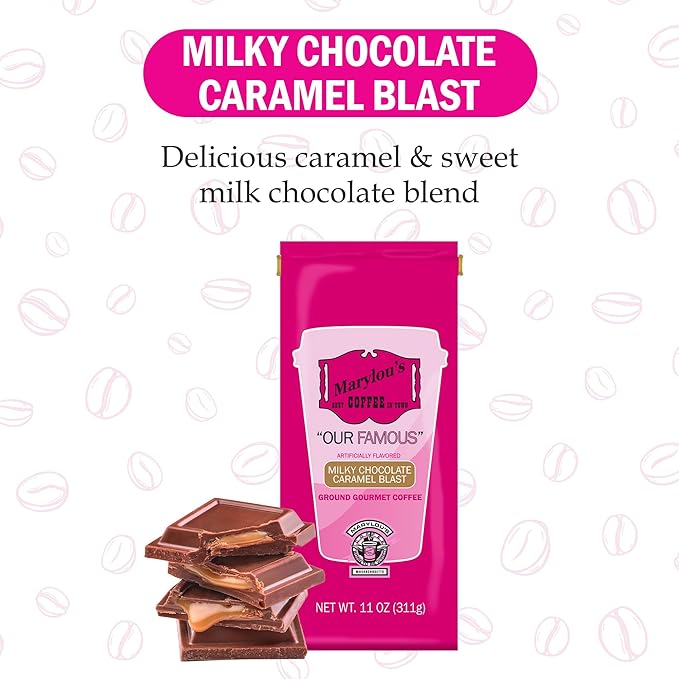 Marylou’s Coffee – Milky Chocolate Caramel Blast Flavored Ground Gourmet Coffee – 11 oz
