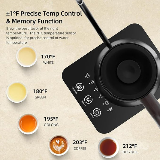 Panana Electrick Kettle, Gooseneck Electric Kettle Temperature Control with LCD Display, Pour Over Coffee Tea Kettle, Fast Heating, Overheat Protection, Memory Function,0.8L