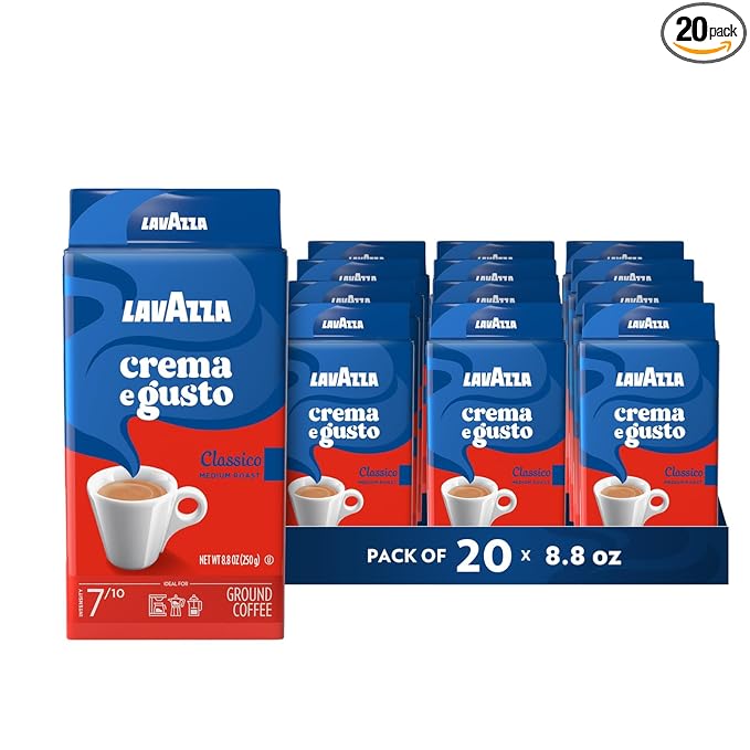 Lavazza Italian "Crema e Gusto" Ground Espresso (1 case = 20 x 8.8 oz bricks)