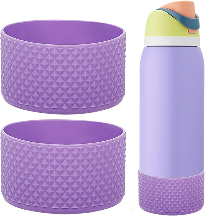 WK IEASON 2Pcs Silicone Boot for Owala Water Bottle, Protective Flask Bottom Cover Base for Owala FreeSip Twist and Flip Flask Water Bottle Accessories-2.83inch Bottom Diameter