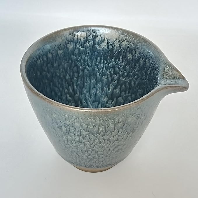 Ceramic Tea Sharing Cup, Kungfu Tea Pitcher, Tenmoku Teapot Chinese Traditional Cha Hai, Jianzhan Tenmokus Teacup Fine Porcelain Creamer Pitcher for Tea Milk Coffee, 7.44 oz Small Jug