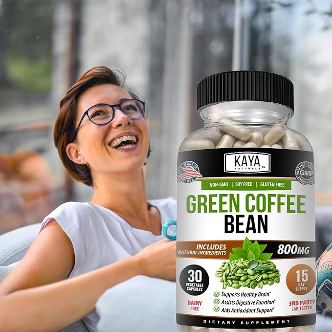 Kaya Naturals Green Coffee Bean Extract - Non-GMO, Gluten-Free Supplement (30 Count (Pack of 1)