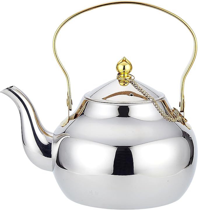 SANQIAHOME 1.6 Quart Stainless Steel Teapot With Infuser,Tea Kettle For Stove Top Minimalist Style