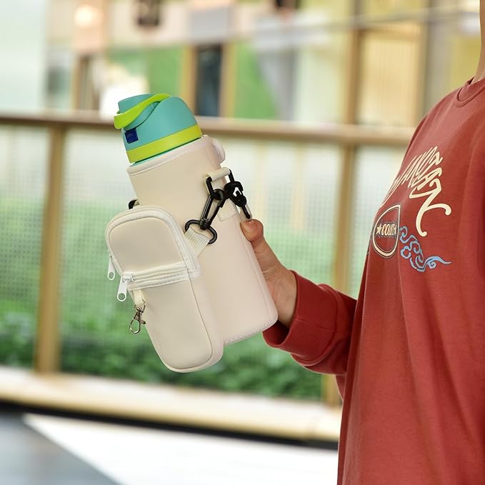 Water Bottle Carrier Bag with Strap for Owala FreeSip 24/32oz with Detachable Phone Pocket for Owala Accessories 24/32oz Water Bottle Sleeve for Walking Camping Gym