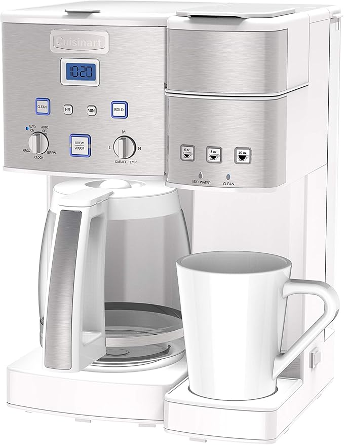 Cuisinart SS-15W Maker Coffee Center 12-Cup Coffeemaker and Single-Serve Brewer, White Stainless Steel