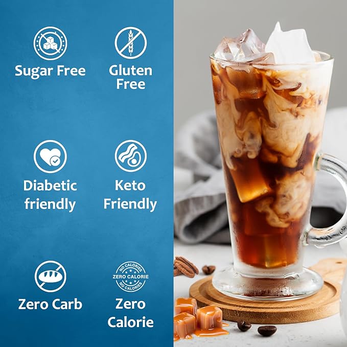 Syruvia Sugar Free Coffee Syrup, Caramel Pecan Flavored Syrup for Drinks, Lattes, and Desserts – 25.4 fl oz, With Pump