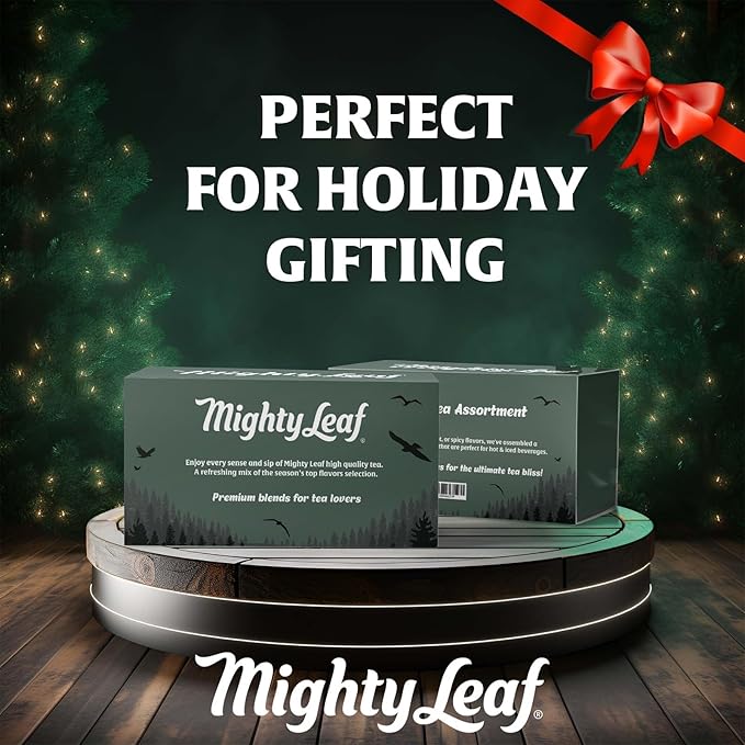 Mighty Leaf Organic Tea Sampler – 40 Count Silken Tea Bags – 8 Assorted Flavors: Tropical Green, Chamomile Citrus, Earl Grey, Vanilla Bean, White Orchard, Breakfast, Spring Jasmine, African Nectar – Premium Tea Gift Box