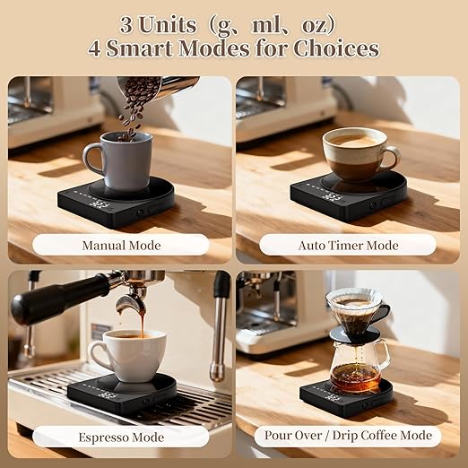 Coffee Scale with Timer 0.1g Precision Mini Espresso Scale Rechargeable Digital Scale for Pour Over,French Press,Drip Coffee,Espresso and Coffee Beans Weighing,Professional Barista Tool