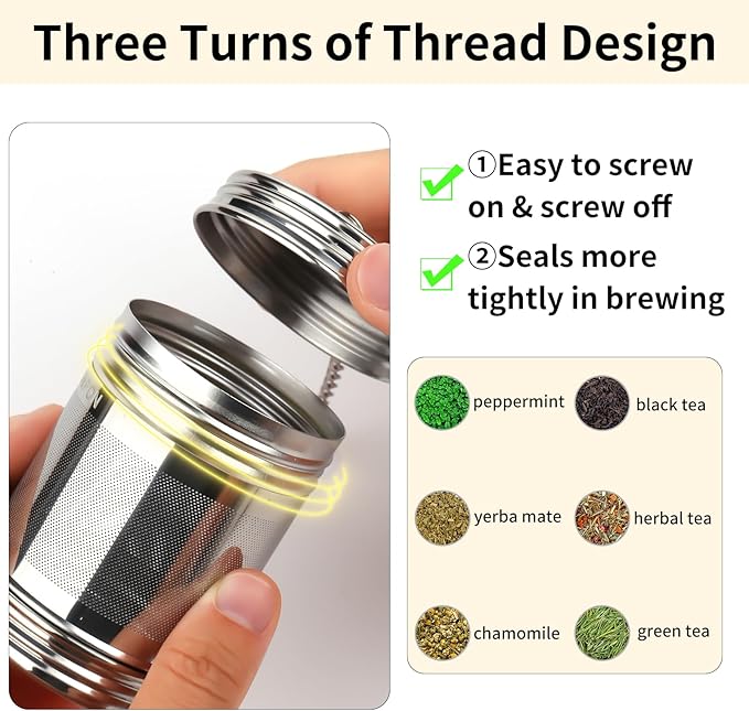 2 Pack Reusable Tea Steeper Extra Fine Mesh Tea Infuser Stainless Steel Tea Strainer for Loose Leaf Tea