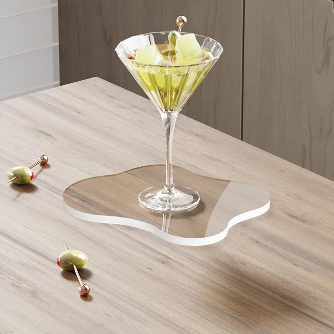 Acrylic Desk Coaster Decorative Plates, Clear Cloud Shape bar Drink Coasters, Coffee Cup Coaster for Desk Accessories Office Home Decor，Perfect for Tabletop, Coffee Table, Kitchen, Bar(Clear)
