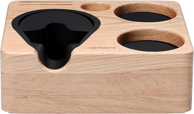 Normcore Espresso Tamping Station For 54mm 58mm Espresso Machine Accessories, OAK Tamping Mat Portafilter Holder, Espresso Coffee Equipment, Solid American White OAK Wood