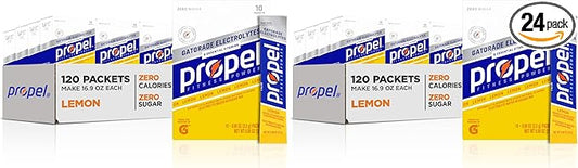 Propel Electrolyte Enhanced Water Drink Mix Powder Packets,Lemon,Zero Calorie & Sugar,Hydration with Electrolytes and Vitamins C & E,(Pack of 240)