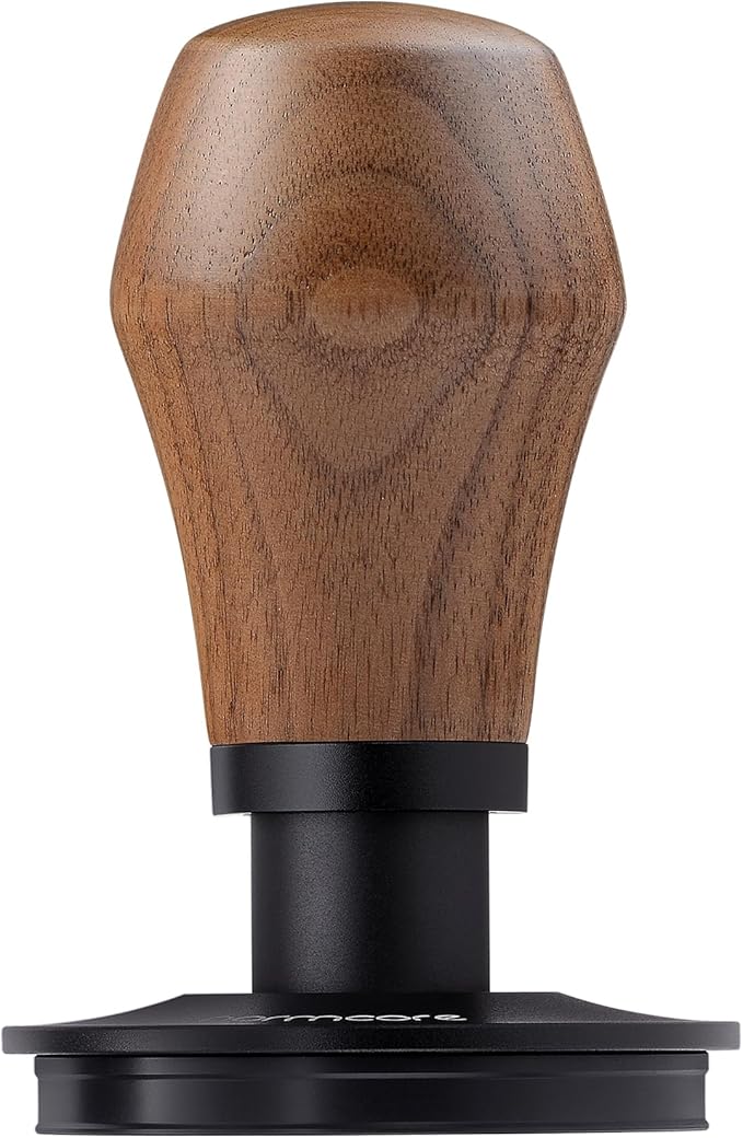 Normcore 58mm Espresso Tamper, Spring-Loaded Coffee Tamper with Titanium PVD Ripple Base, Genuine American Walnut Handle
