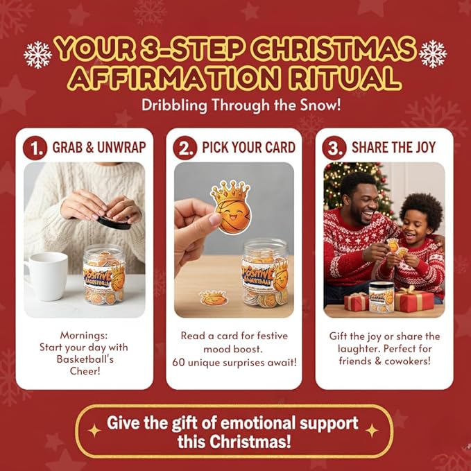 Positive Basketball Jar With 60 Affirmation Cards, Emotional Support Basketball, Basketball Gift For Teen Boys Girls And Men, Coach, Christmas Gifts, Stocking Stuffers For Teen Boys