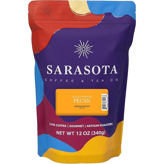 Southern Pecan Ground Coffee | Pecan Flavored Coffee Medium Roast | Rich Nutty Gourmet Flavored | Specialty Grade | 12 oz