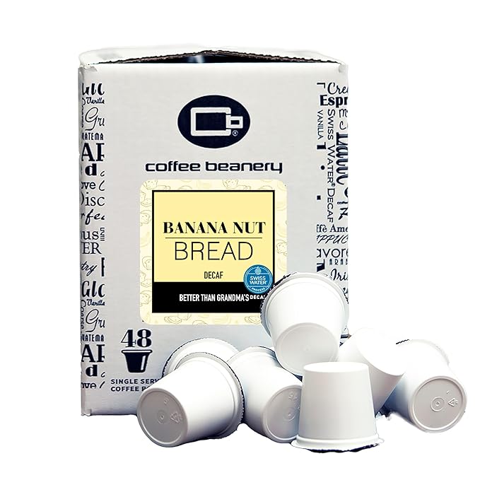 Banana Nut Bread Decaf Coffee Pods by Coffee Beanery | 192ct Bulk Medium Roast Arbica Coffee