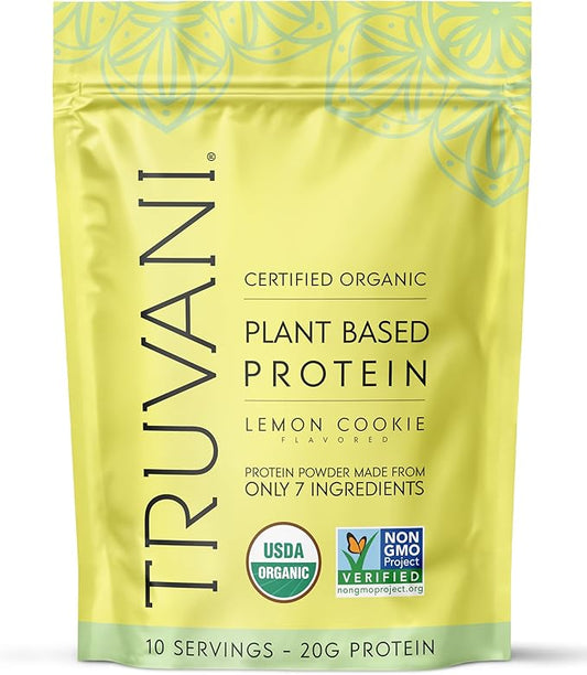 Truvani Vegan Pea Protein Powder | Lemon Cookie | 20g Organic Plant Based Protein | 10 Servings | Keto | Gluten & Dairy Free | Low Carb | No Added Sugar