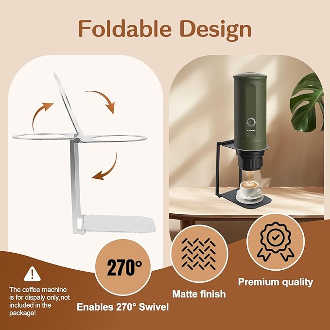 Stand Compatible with Outin Nano – Portable Foldable Coffee Maker Stand with Base, Espresso Machine Holder for Home, Desk, and Travel (Silver)