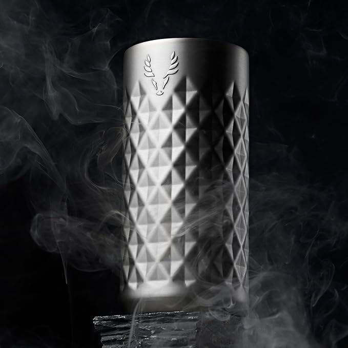 Viski Paragon Stainless Steel Highball Tumbler Cup with Lid, Insulated Ceramic Lined Metal Cocktail Glass for Patio, Outdoor Party, Wedding Gifts, Drink Lover Gifts, 16 oz Set of 1, Platinum