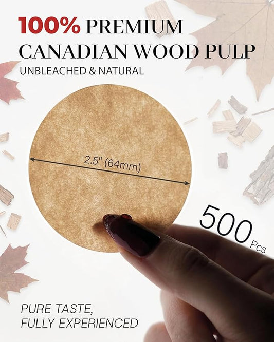 Bake Choice 500-Count Unbleached Coffee Filters - Round Disposable Coffee Filter Papers Compatible with Aeropress Coffee Makers for Brewing Tea and Coffee