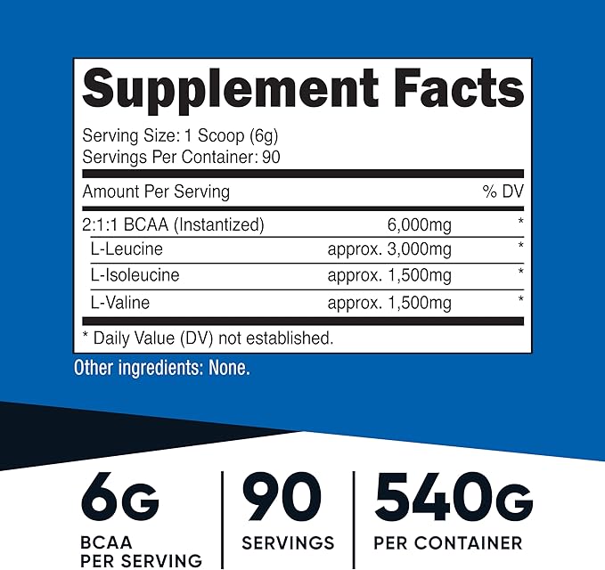 Nutricost BCAA Powder 2:1:1 (90 Servings, No Flavor Added) - Branched Chain Amino Acids (Pack of 2)