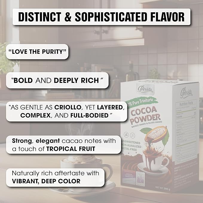 100% Pure Cocoa Powder – Cocoa Rich Flavor From Trinitario Cacao Beans, Natural, Non-Alkalized, Unsweetened – Rich in Antioxidants for Energy, Mood & Heart Health – Keto & Vegan Superfood – Great for Smoothies, Baking, Chocolate (500 Gr)