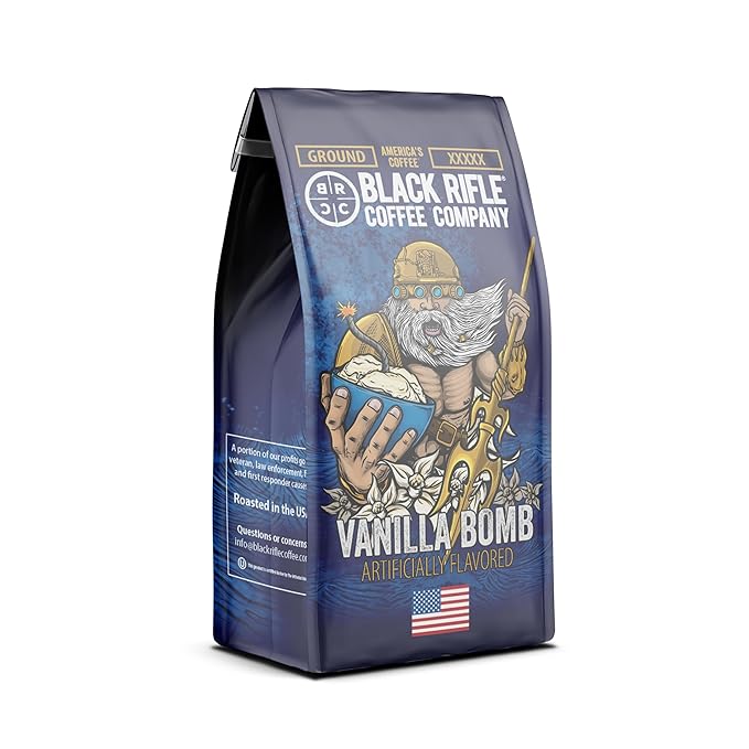 Black Rifle Coffee Company Vanilla Bomb Roast, Medium Roast Ground Coffee, 11 OZ Bag Smooth & Balanced Flavored Blend, Veteran-Founded
