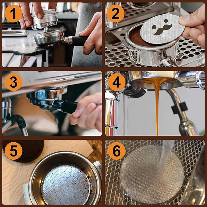 58.5mm Espresso Puck Screen 3-Pack, Lower Shower Screen, Metal Coffee Reusable Filter for 58mm Espresso Portafilter Basket, 1.7 Thickness - 316 Stainless Steel(Cute Face)