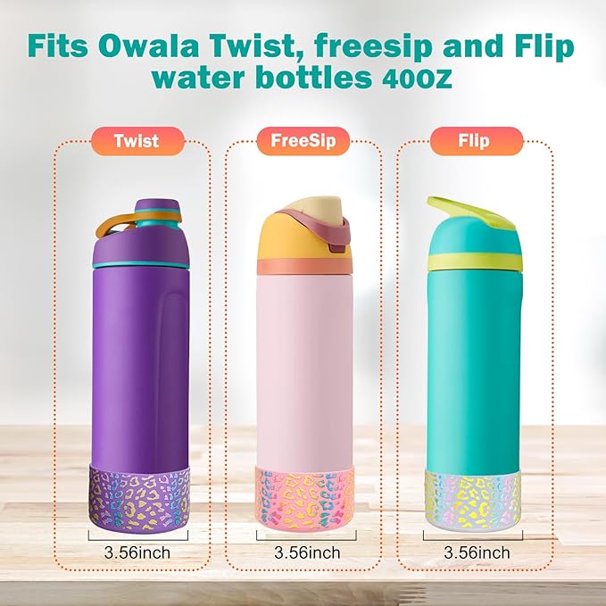 WK IEASON 2Pcs Silicone Boot for Owala Water Bottle, Protective Flask Bottom Cover Base for Owala FreeSip Twist and Flip Flask Water Bottle Accessories-3.56inch Bottom Diameter