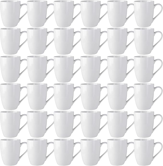 AmorArc 12oz Off White Coffee Mugs Set of 36, Ceramic Coffee Mugs with Large Handle for Man, Woman, Light Weight Coffee Mugs Set for Latte/Cappuccino/Cocoa/Milk, Dishwasher & Microwave Safe, 36Pcs