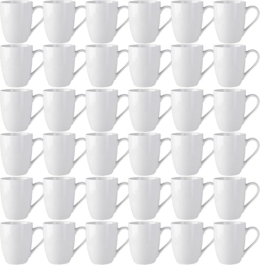 AmorArc 12oz Off White Coffee Mugs Set of 36, Ceramic Coffee Mugs with Large Handle for Man, Woman, Light Weight Coffee Mugs Set for Latte/Cappuccino/Cocoa/Milk, Dishwasher & Microwave Safe, 36Pcs